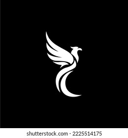 Phoenix vector drawing, black and white