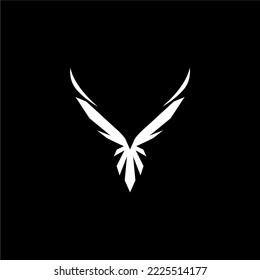 Phoenix vector drawing, black and white