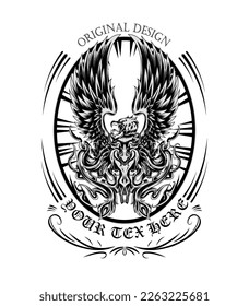 Phoenix vector illustration design in black and white color