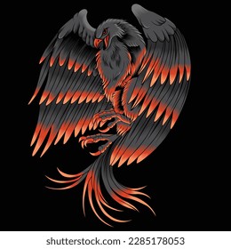 phoenix vector illustration in detailed style