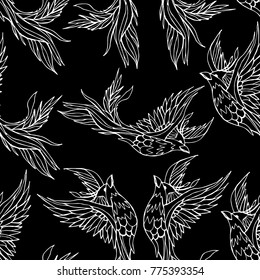 Phoenix vector illustration. Doodle style. Design, print, decor, textile, paper