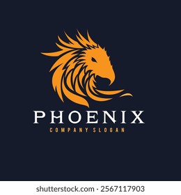 phoenix vector logo design for Company. Simple and elegant design phoenix head