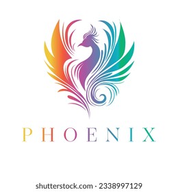 Phoenix vector logo design. Fantasy bird vector design.