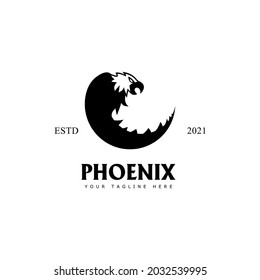 phoenix vector logo. eagle head logo with line style. minimalist and modern logo