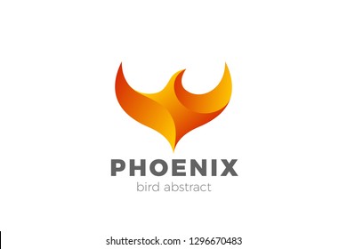 Phoenix Wings Logo design silhouette vector template. Eagle Falcon Hawk Flying Soaring Geometric Logotype concept icon.