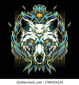 Phoenix Wolves  Mascot Logo Illustration