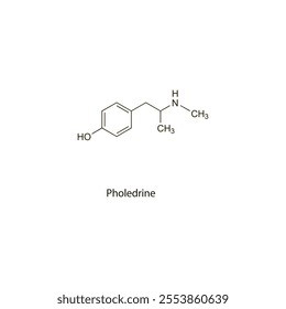 Pholedrine flat skeletal molecular structure sympathomimetic drug used in hypotension treatment. Vector illustration scientific diagram.