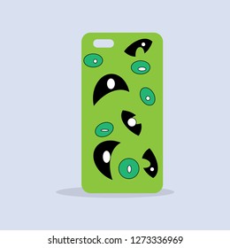 Phon case with face and Phone green case.Vactor illustration.
