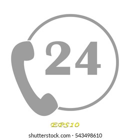 phone 24 hours, icon, vector illustration eps10