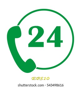 phone 24 hours, icon, vector illustration eps10