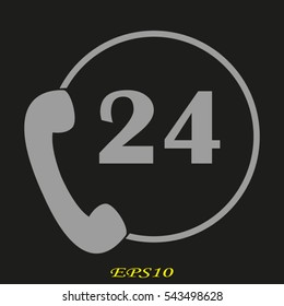 phone 24 hours, icon, vector illustration eps10