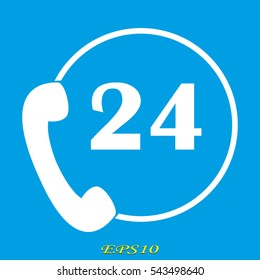 phone 24 hours, icon, vector illustration eps10