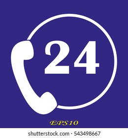phone 24 hours, icon, vector illustration eps10