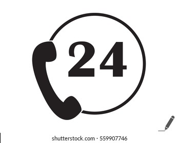 phone 24 hours, icon, vector illustration eps10