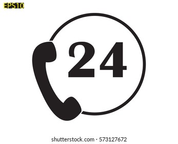 phone 24 hours, icon, vector illustration eps10
