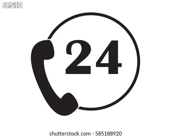 phone 24 hours, icon, vector illustration eps10