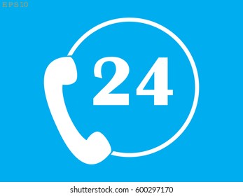 phone 24 hours, icon, vector illustration eps10