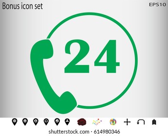 phone 24 hours, icon, vector illustration eps10