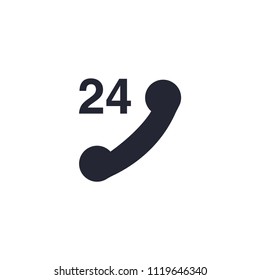 Phone 24 Hours Modern Simple Vector Icon