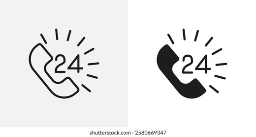 Phone 24 icon. Customer support and hotline service vector illustration. Call assistance and communication sign. Emergency response and consultation concept.