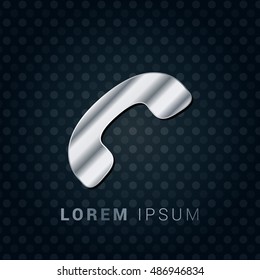Phone 3D Silver/Platinum/Steel Metallic Premium Icon / Logo Design