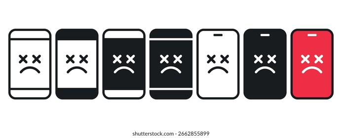 Phone 404 error face icon. Illustration vector
