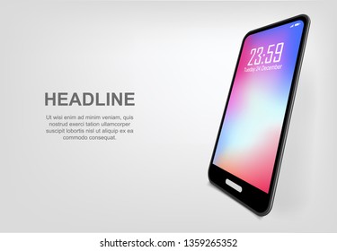 Phone. Abstract vector p concept. Illustration white gray background.  Mockup template design for poster, banner, advertising