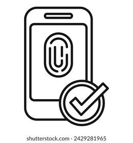 Phone access fingerprint icon outline vector. Scan human privacy. Registration check