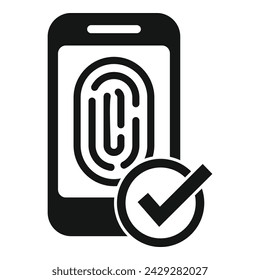Phone access fingerprint icon simple vector. Scan human privacy. Registration check