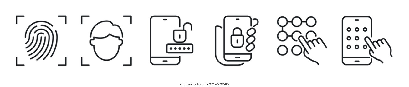Teléfono Acceda al conjunto de iconos de línea delgada. Iconos mínimos de Web