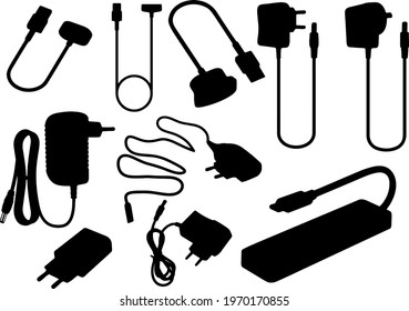 Phone accessories and chargers. Vector image. 