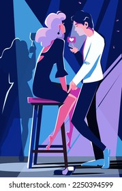 Phone addiction. A guy in the midst of a party next to a beautiful girl looks at the phone