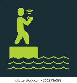 Phone addiction trendy useful vector Illustration design good colorful green background.eps