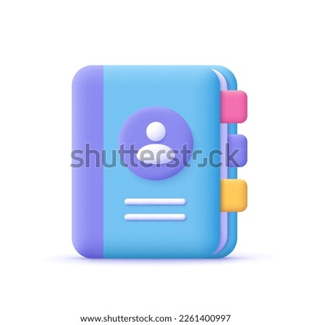 Phone or address book. Contact information, business partners, digital communication concept. 3d vector icon. Cartoon minimal style.