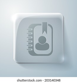 phone address book sign. Glass square icon with highlights
