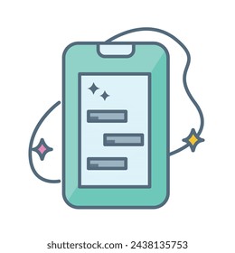 Phone with AI assistant vector icon. AI app on phone for your projects