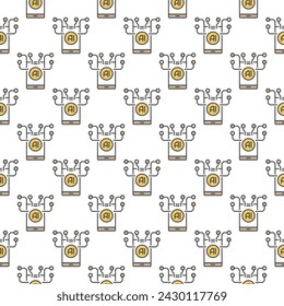 Phone and AI vector Artificial Intelligence Smartphone concept colored seamless pattern