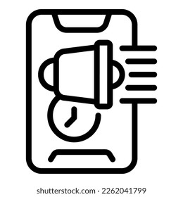 vector de contorno de icono de alerta de banda aérea telefónica. Guerra de alarma. Bomba de señas