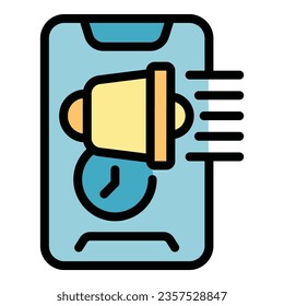 vector de contorno de icono de alerta de banda aérea telefónica. Guerra de alarma. Color de la bomba de señas