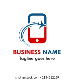 Phone with airplane logo template illustration