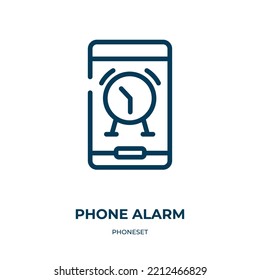Phone alarm icon. Linear vector illustration from phoneset collection. Outline phone alarm icon vector. Thin line symbol for use on web and mobile apps, logo, print media.