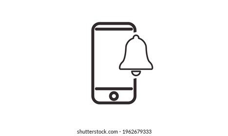 Phone alarm Icon. Vector isolated illustration of a cellphone with a bell sign