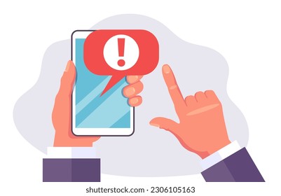 Concepto de correo electrónico de aviso de alerta por teléfono de aviso de alerta por teléfono. Ilustración del diseño gráfico del vector
