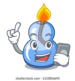 With Phone Alcohol Burner Character Cartoon