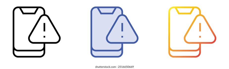 ícone alerta de telefone. Design de estilo linear, preenchimento azul e gradiente isolado em plano de fundo branco