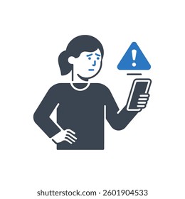 Phone alert thought Icon On White Background