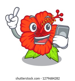 With phone ambilcus flower in form cute cartoon