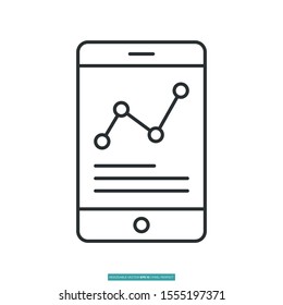 Phone analytics icon vector illustration logo template for many purpose. Isolated on white background.