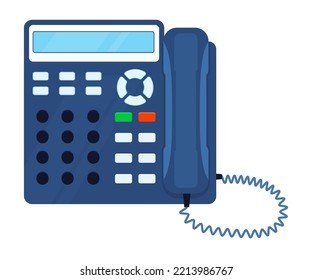 Phone with answering machine - modern flat design style single isolated image. Neat detailed illustration of office gadget that receives and records calls. Leave a message after the beep idea