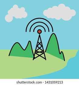 phone antenna tower illustration Vector